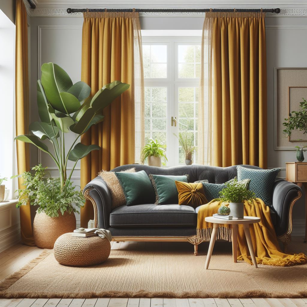 What Color Curtains Go with Gray Couch? Mustard Yellow Curtains