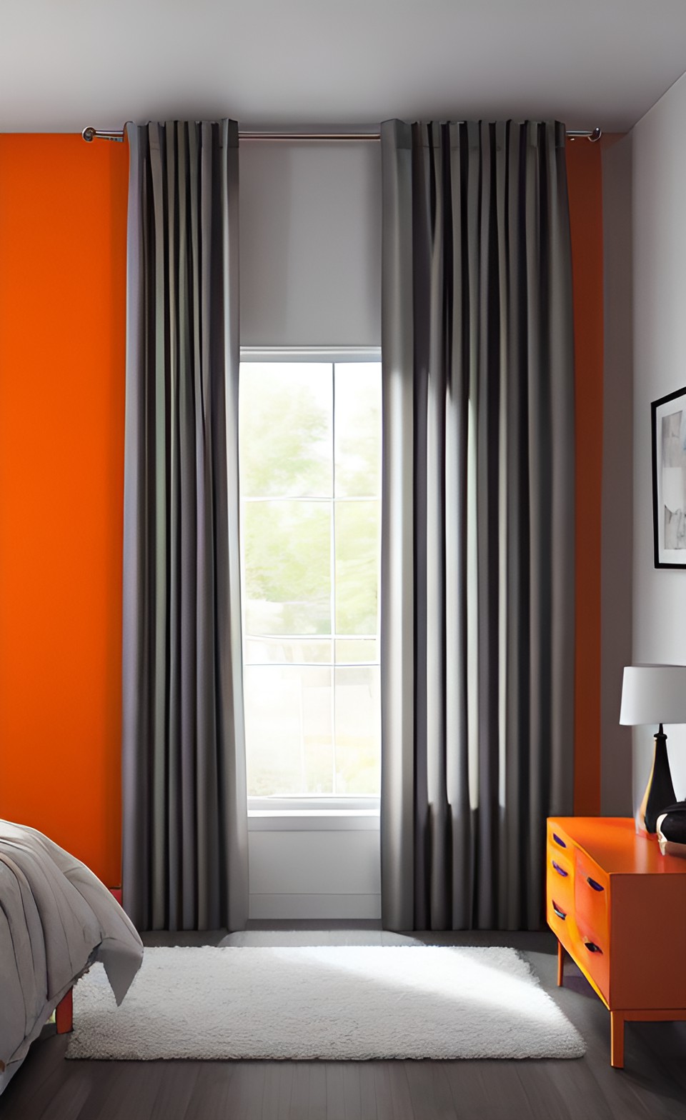 Charcoal Gray Curtains for Orange Walls