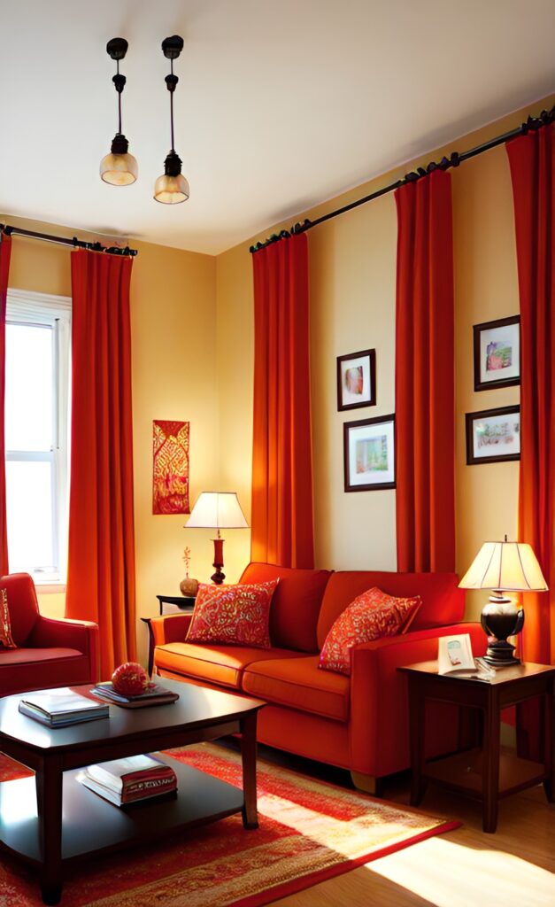 Red Curtains for Orange Walls