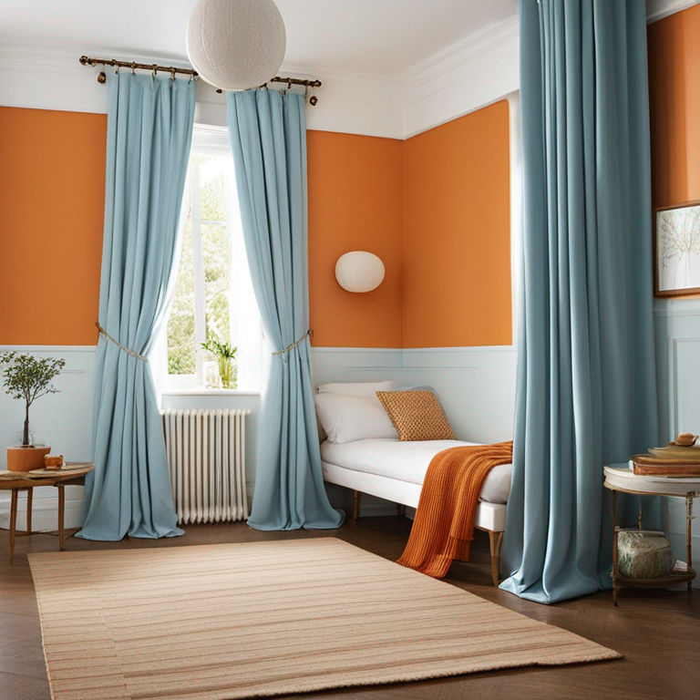 Light Blue Curtains For Orange Walls