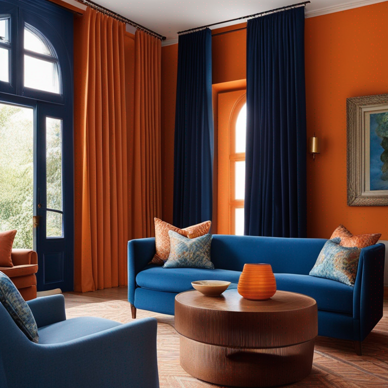 Navy Blue Curtains For Orange Walls