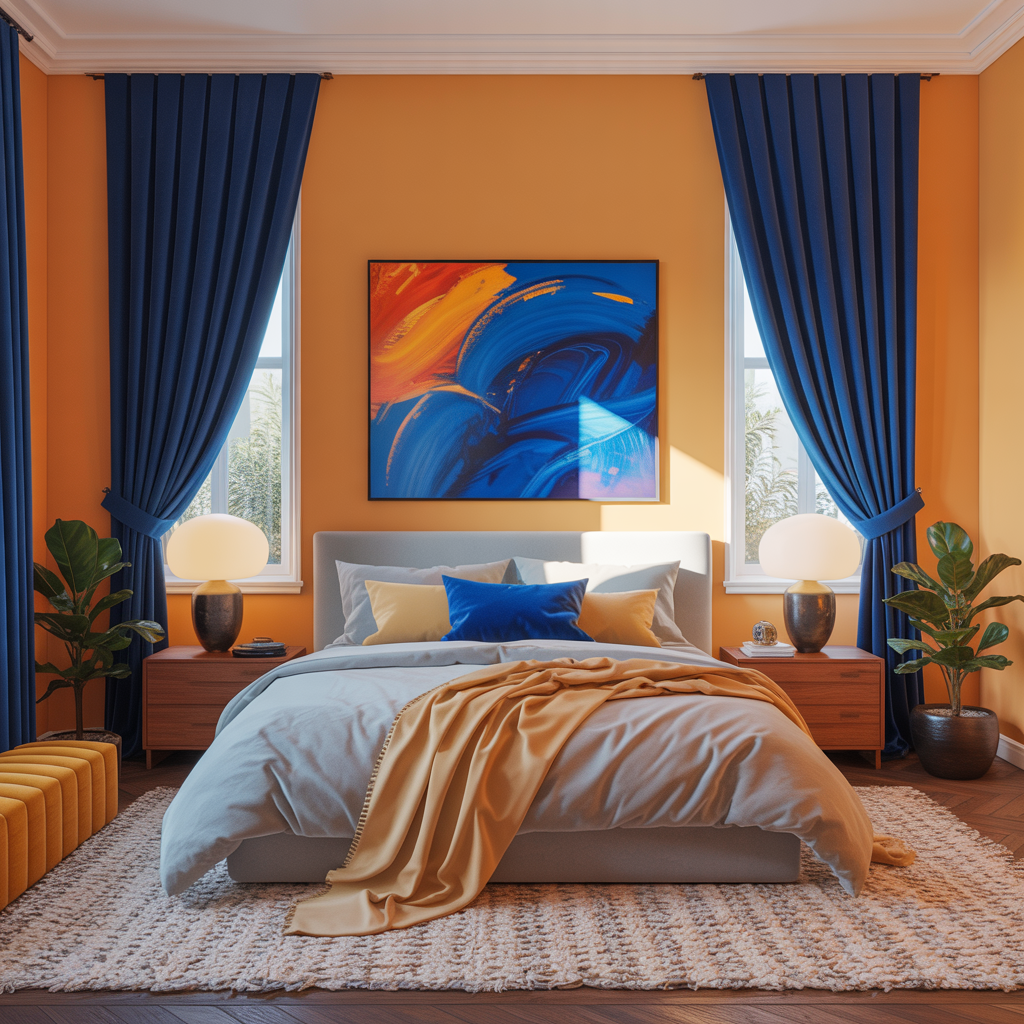 Royal Blue Curtains For Orange Walls
