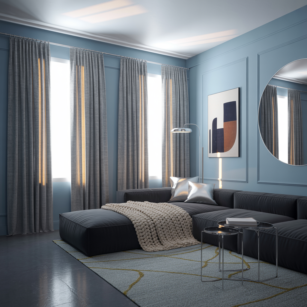 Charcoal Gray Curtain Color for Light Blue Walls