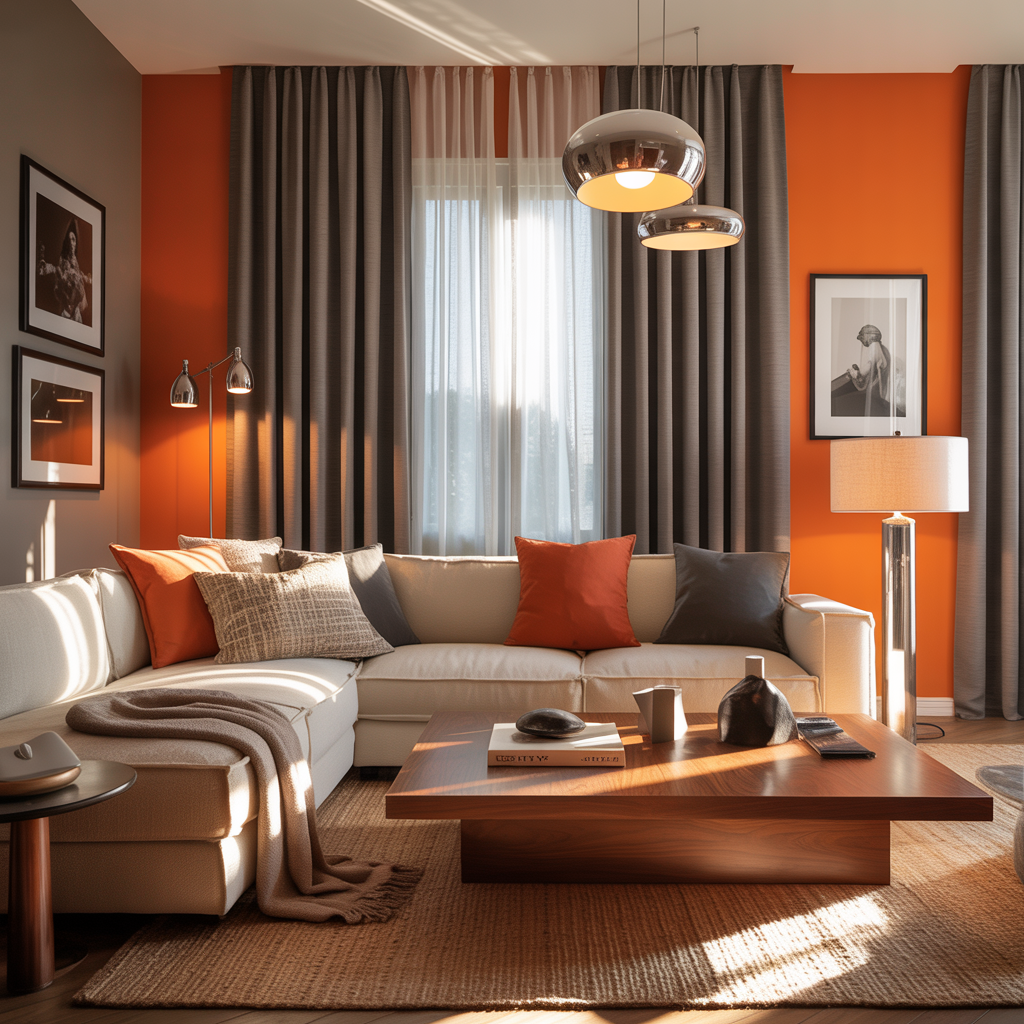 Charcoal Gray Curtains for Orange Walls
