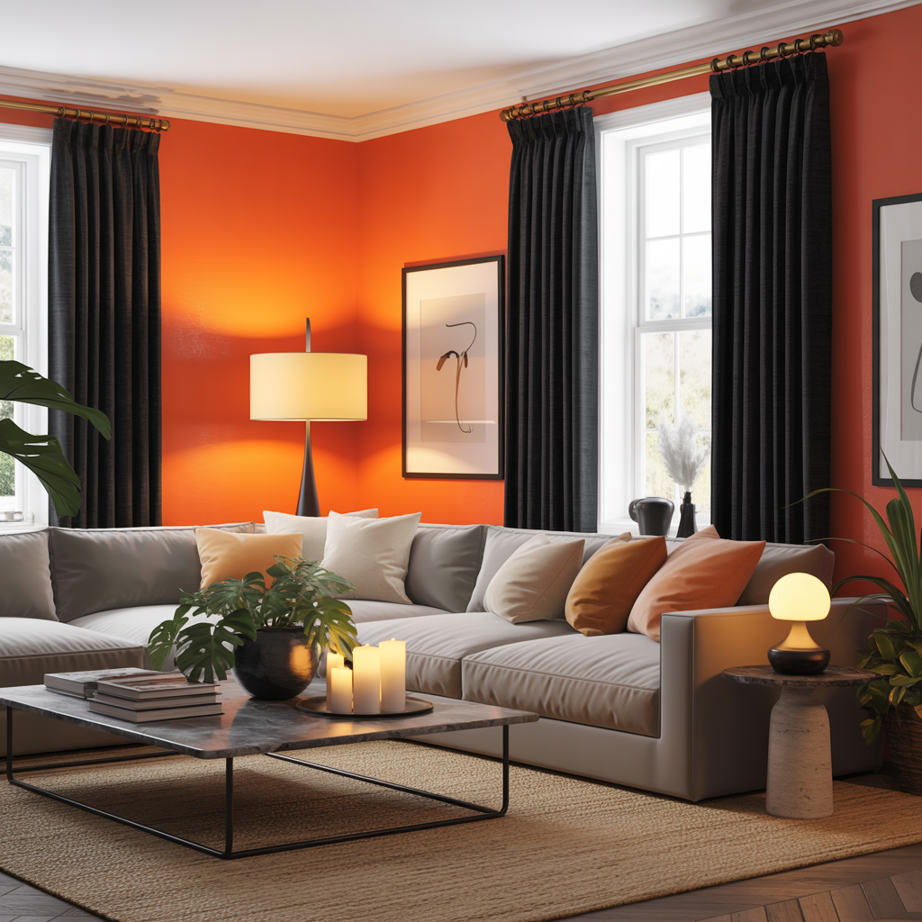 Black Curtains With Orange Walls