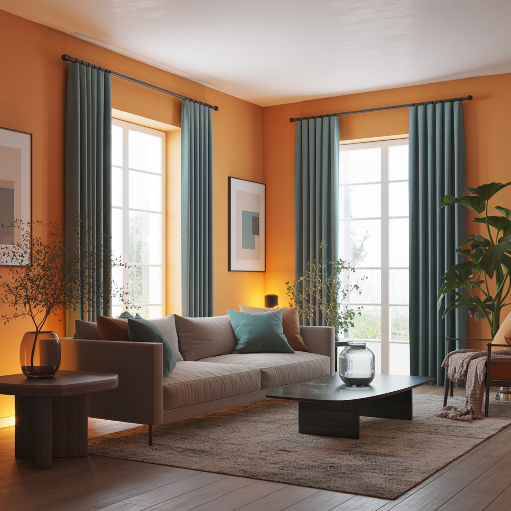 Turquoise Curtains With Orange Walls