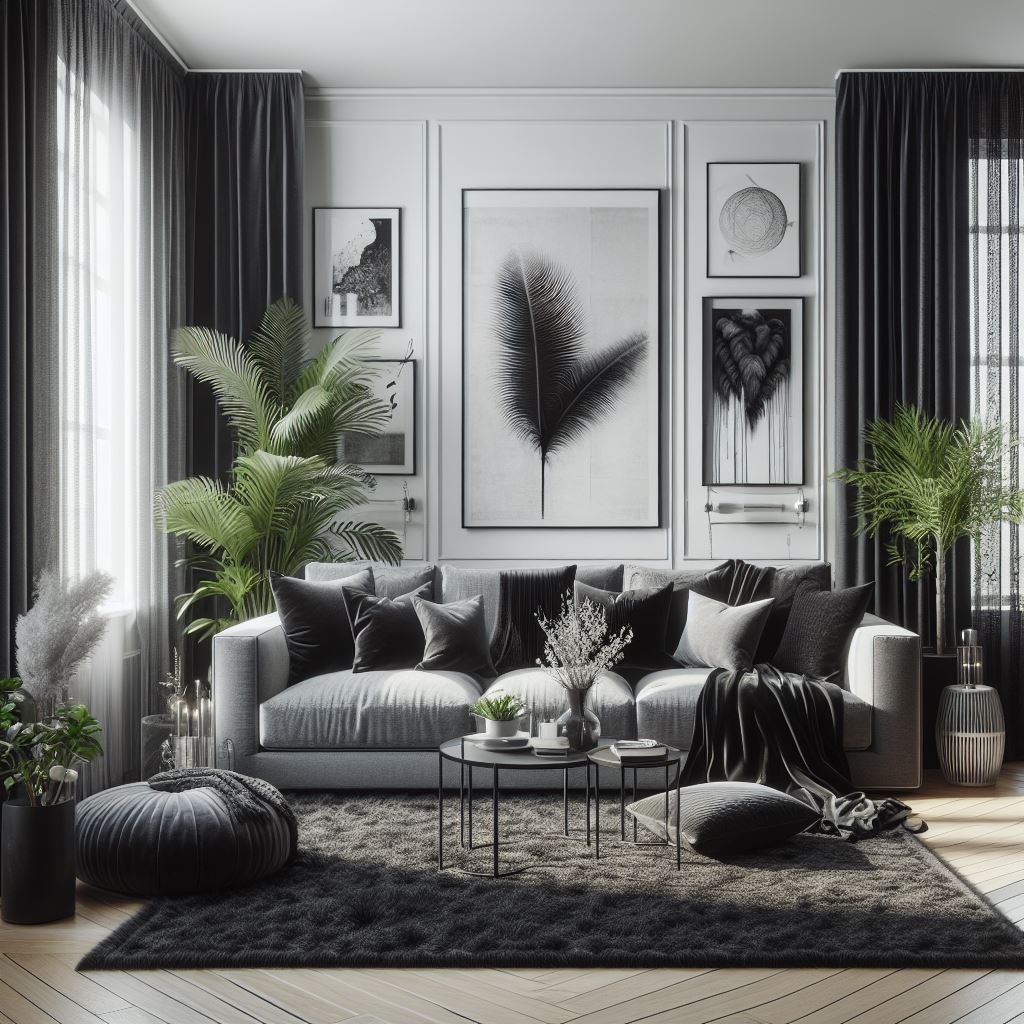 What Color Curtains Go with Gray Couch? Black Curtains