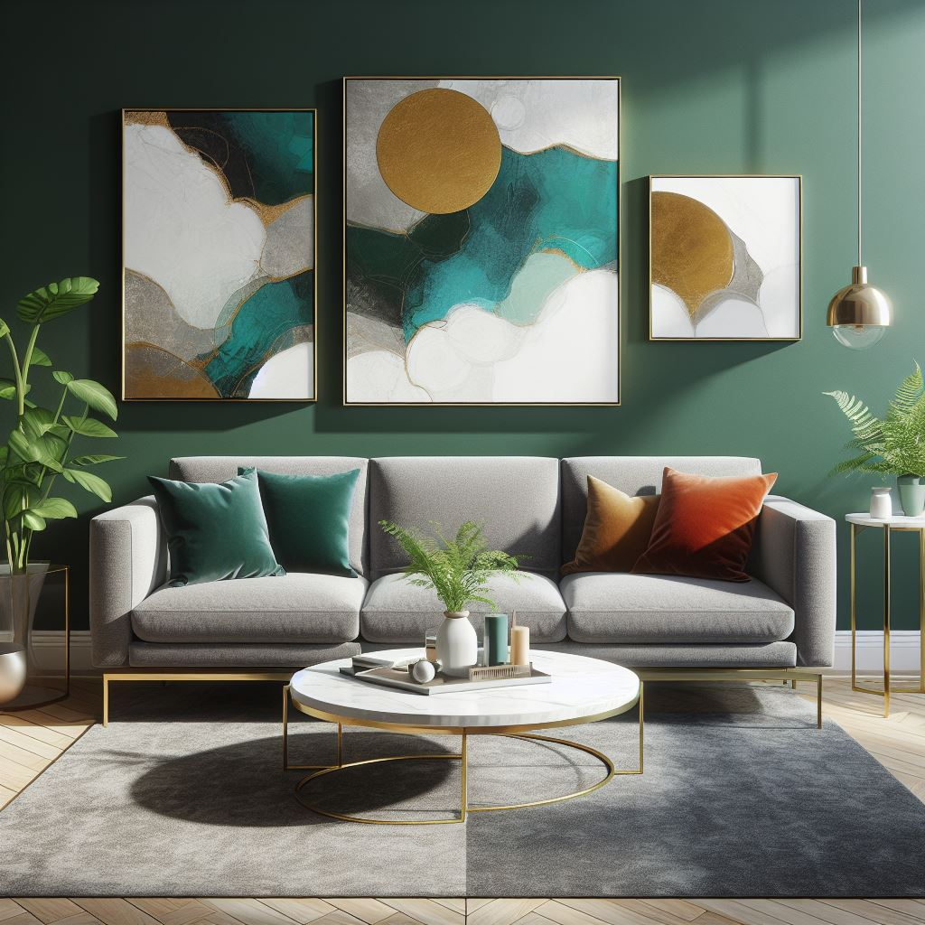 What Color To Paint Walls With Grey Couch: Emerald Green