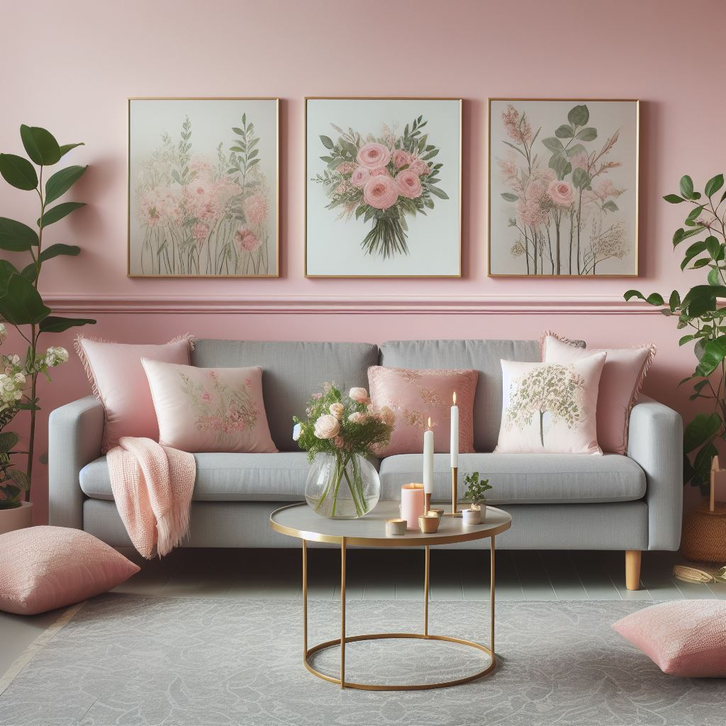 What Color To Paint Walls With Grey Couch: Soft Pink