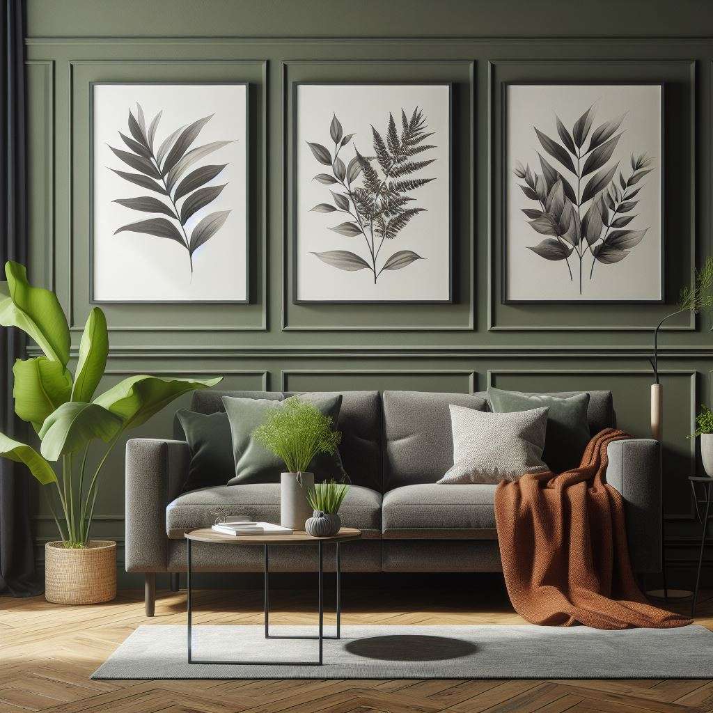 What Color To Paint Walls With Grey Couch: Olive Green