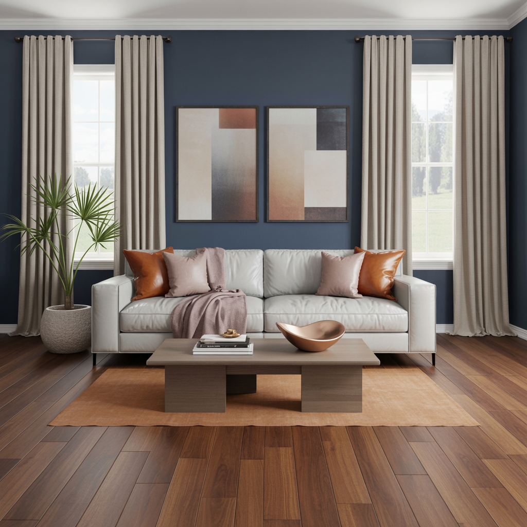 What Color To Paint Walls With Grey Couch: Deep Navy Blue