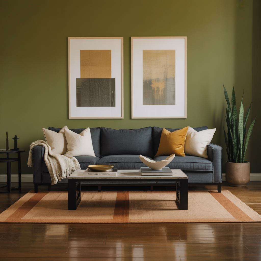 What Color To Paint Walls With Grey Couch: Olive Green
