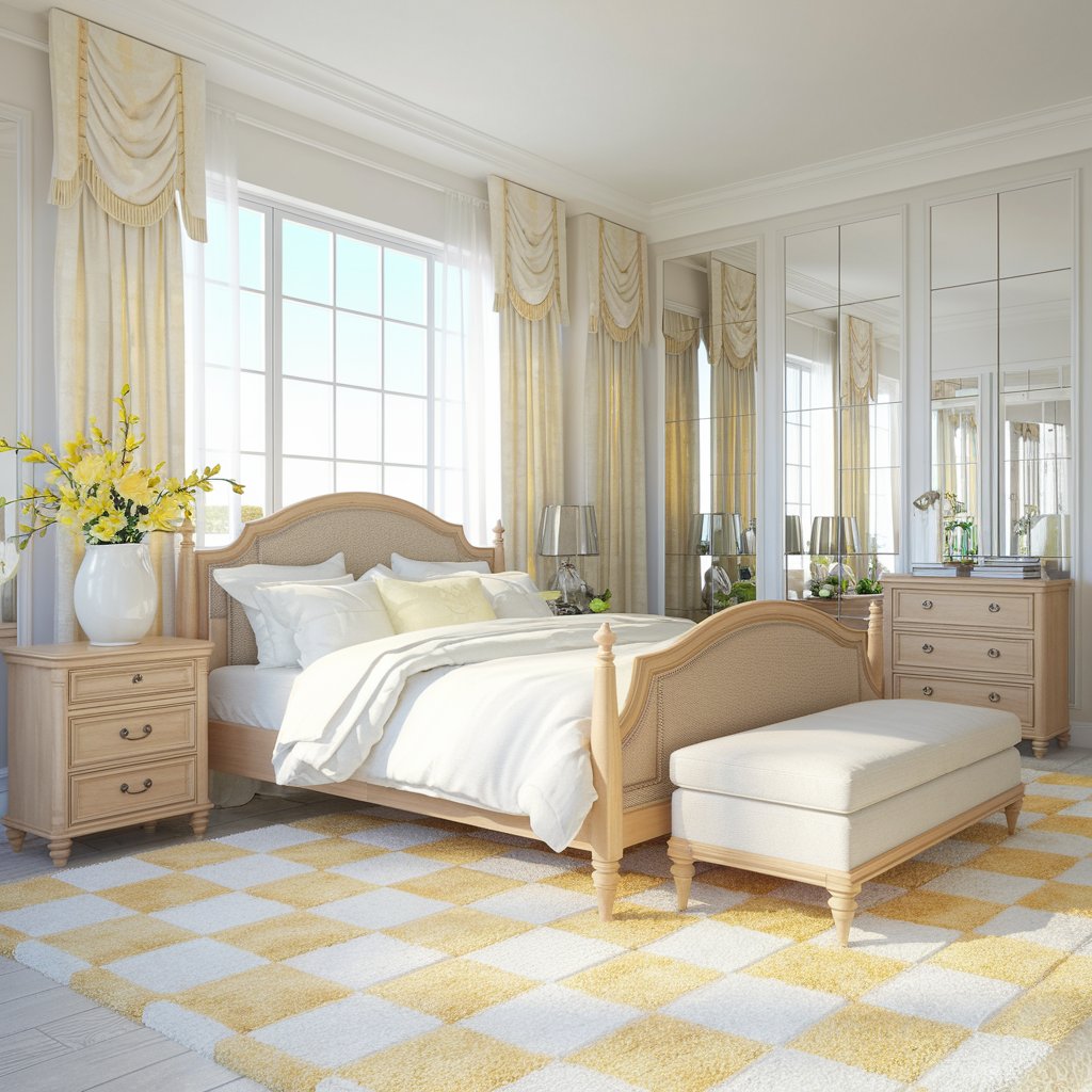 Yellow and White Checkered Rug With a Light and Airy Feel