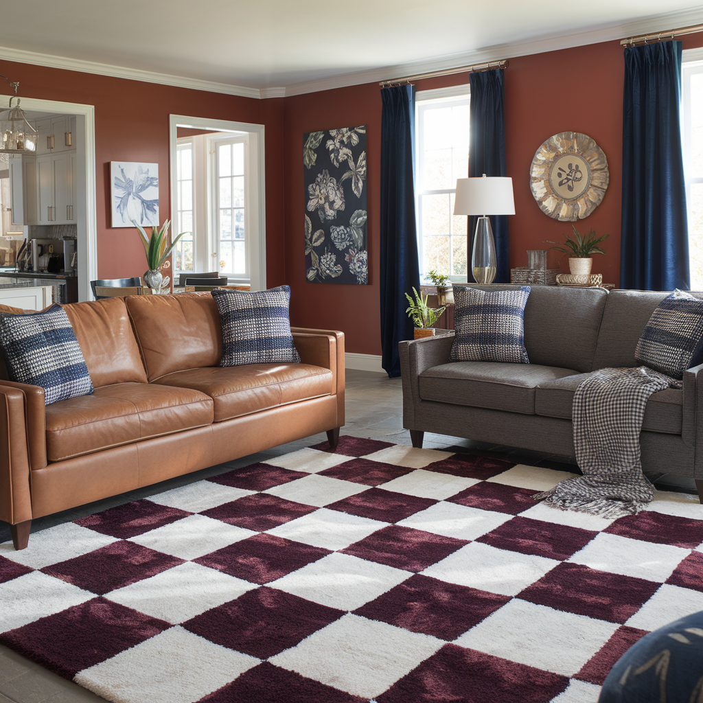 Purple Checkered Rug With a Winter Vibe