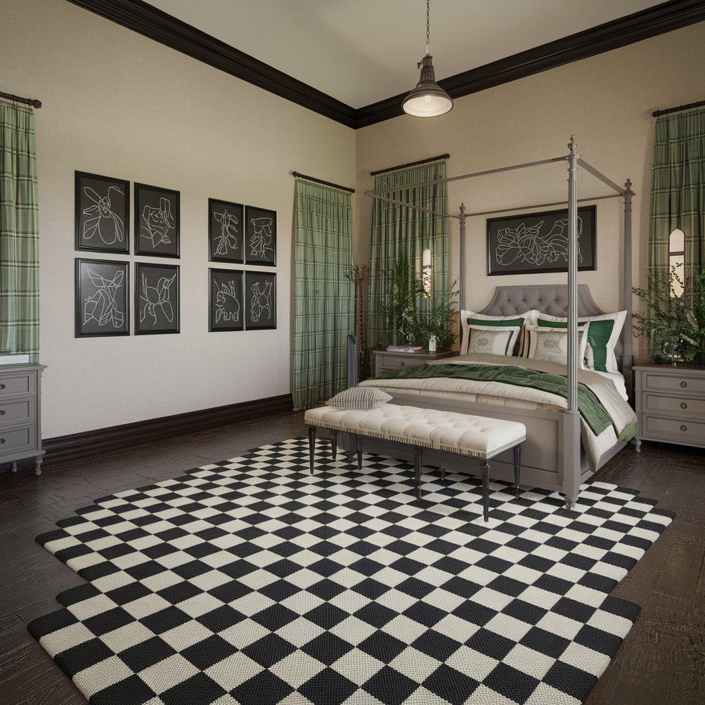 Black and White Checkered Rug With a Neutral Color Vibe