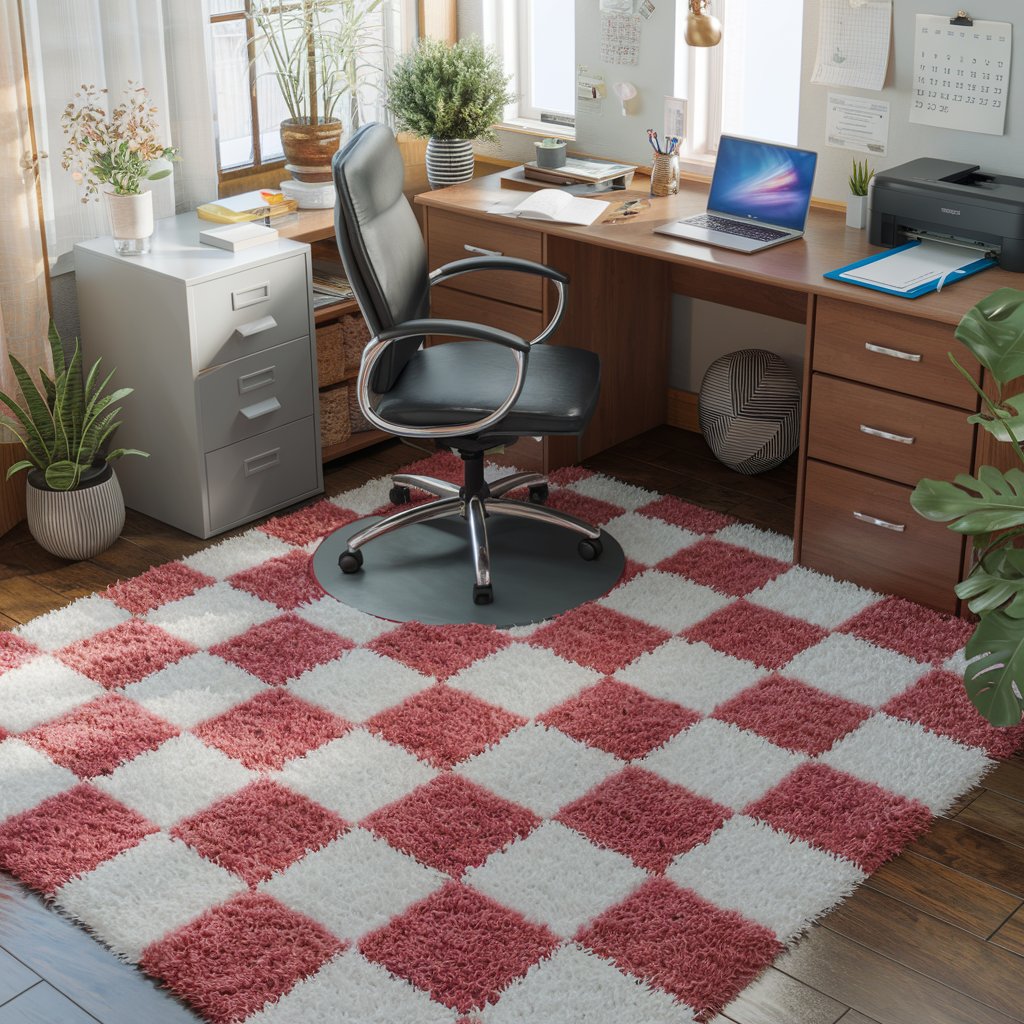 Pink Checkered Rug With Pastel Palettes